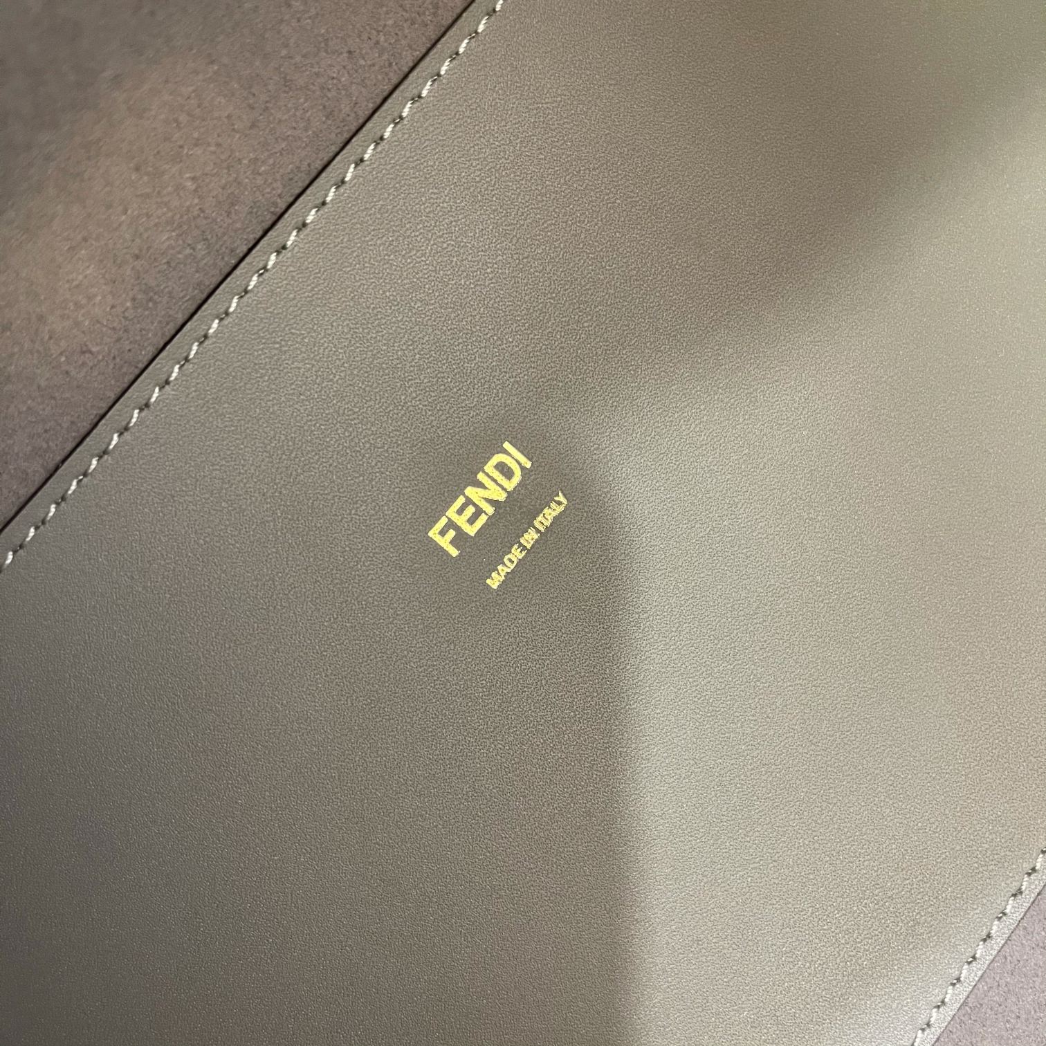 Fendi Medium Sunshine Shopper Grey Leather Bag 